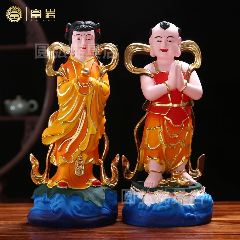純銅 金童玉女仏像 招財風水置物2 【公式通販】