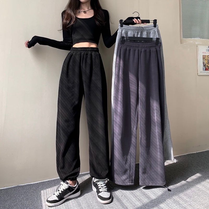 ［特價$219→$168］【柔軟太空棉】內裡磨毛休閒闊腿褲
