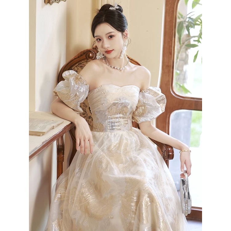 晚宴服高級晚禮服裙女2023新款高端輕奢超仙18歲生日成人禮畢業聲樂藝考禮服 洋裝 晚宴禮服 大尺碼 長裙 年會 | 蝦皮購物