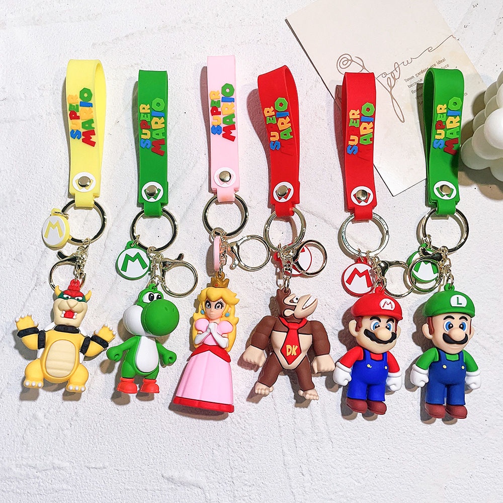 New Cute Super Mario Bros Keychain Game Mario Figure Key Cha | 蝦皮購物