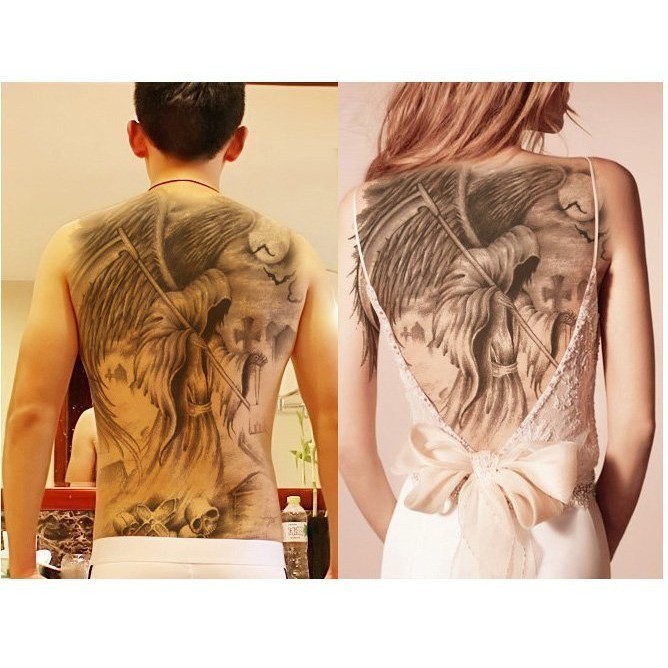 鐮刀死神全背滿背超大圖 【WAWA TATTOO】防水紋身貼紙刺青貼紙 | 蝦皮購物