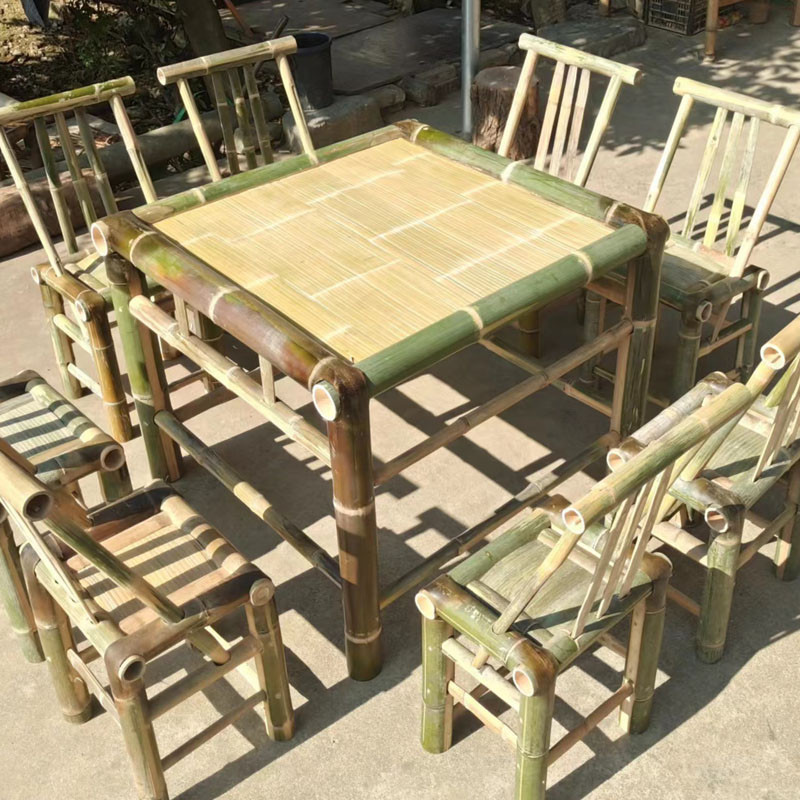 taifeng_35 新品 免運 安裝 手工鑲嵌制作竹桌椅 套裝陽臺桌椅凳子 竹家具茶幾桌 訂做竹桌椅套件 | 蝦皮購物
