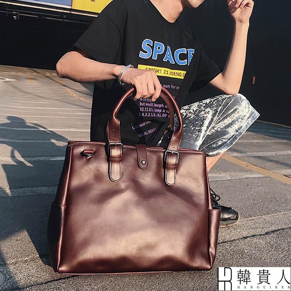 韓貴人 男生包包 復古包包 公事包 商務包 手提包 皮革包包 防水耐刮 大容量包包 斜背電腦包 防水電腦包 男生生日禮物 | 蝦皮購物