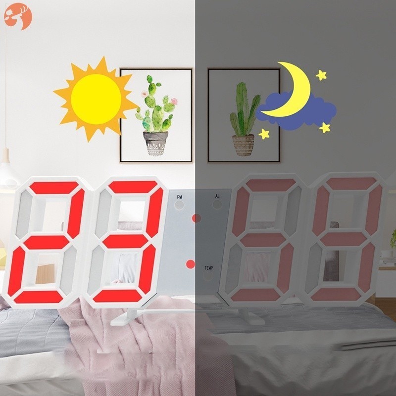 3D LED digital clock Simple LED electronic clock usb plug-in | 蝦皮購物