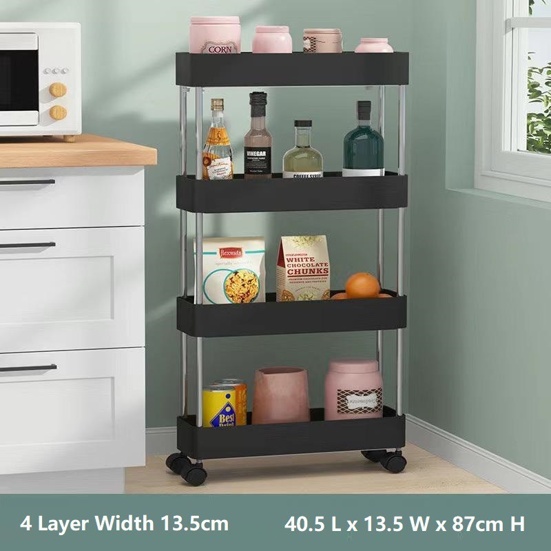 [4 Colors] 2/3/4 layer slim wheel space saver kitchen rack s | 蝦皮購物