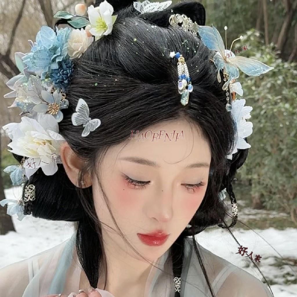 小花僊簪花仿真花釵20衹裝小釵子髮飾百搭清新絹花漢服頭飾花古風 | 蝦皮購物
