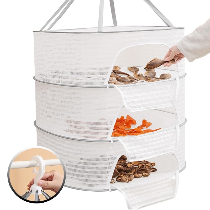 3 Layer Drying Rack Hanging Foldable Dry Net Rack with Zippe | 蝦皮購物