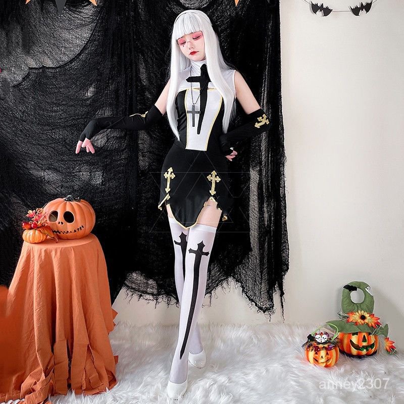 萬聖節女裝 修女 cos 萬聖節成人修女的懲罰 cosplay服裝聖母服節日派對表演服吸血鬼服 | 蝦皮購物