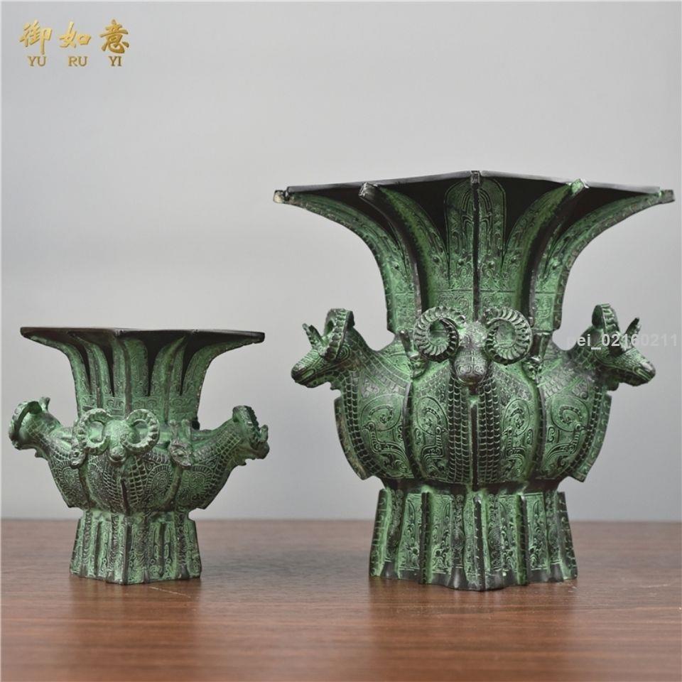 【正規品直輸入】 つつましく 花器 時代物 青銅四方尊 花入 生花 華道具 茶道具 工芸品