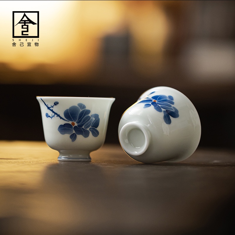 茶道 舍己 宜物 釉下彩 手繪 青花 玉蘭 茶杯 家用品 茗杯 手工 白瓷 茶道文化 手工陶瓷 | 蝦皮購物