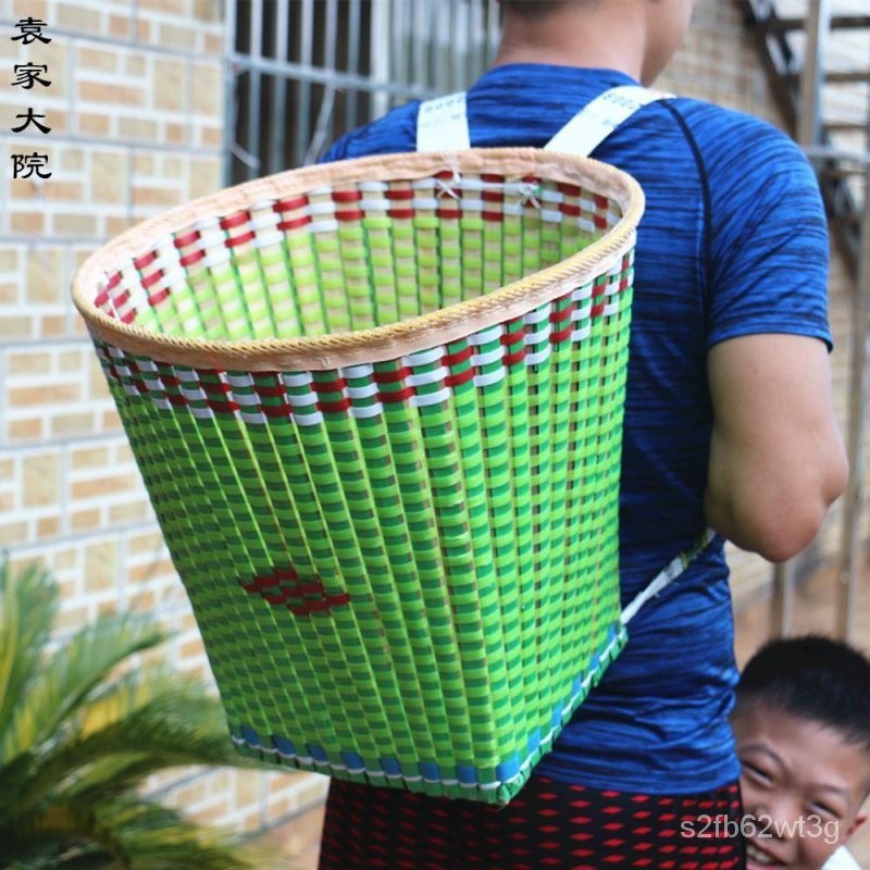 背簍竹編 純手工成人彩色傢用 大號買菜背篼 竹籃竹簍竹筐收納筐 | 蝦皮購物