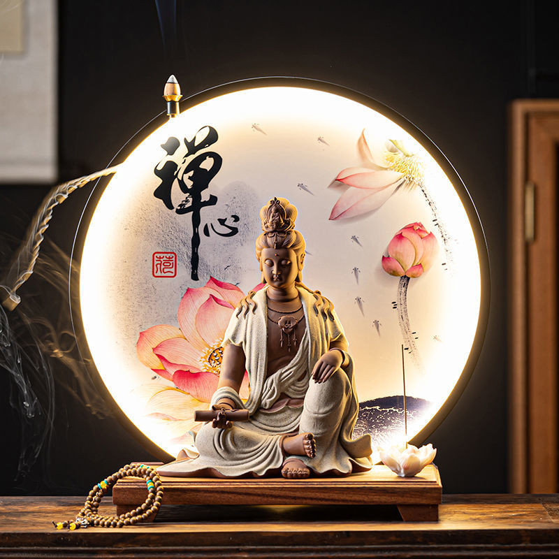 石仏 菩薩 置物 禅意 仏像 復刻 茶道 浮彫