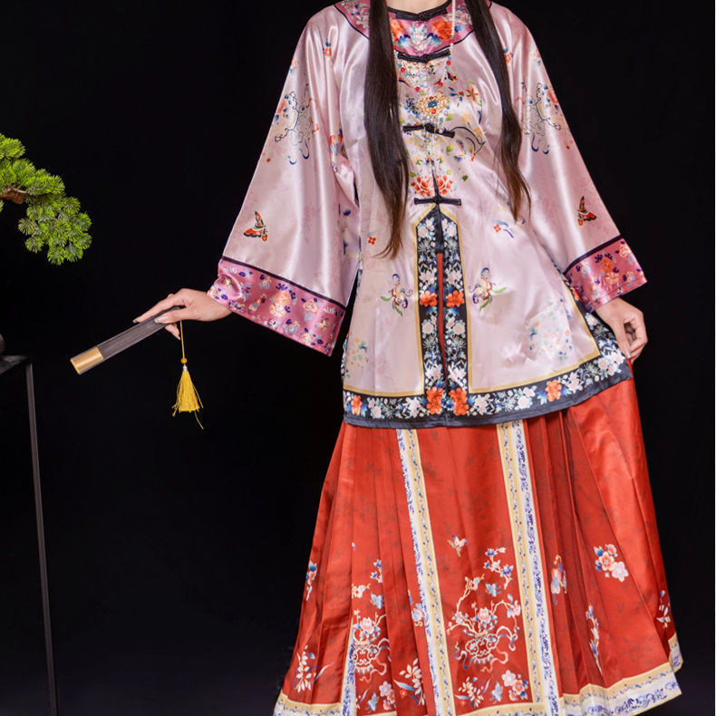 古風漢服 清漢女晚清格格服對襟圓領風滿族傳統服飾宮廷風馬麵裙款【沐顔醬賣場】 | 蝦皮購物