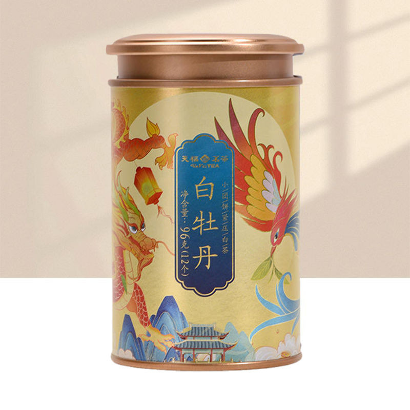 天福茗茶白牡丹小團餅福鼎白茶餅緊壓白茶茶葉精美罐裝96g | 蝦皮購物
