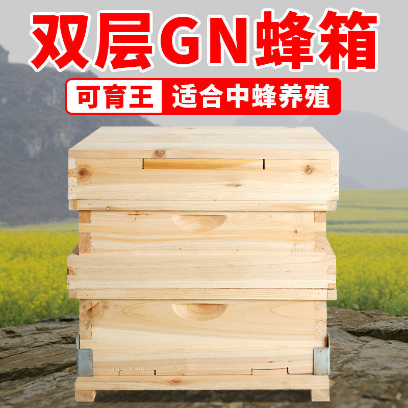 雙層GN箱十框標準蜂箱全套一整套養蜂工具杉木巢礎誘蜂育王箱