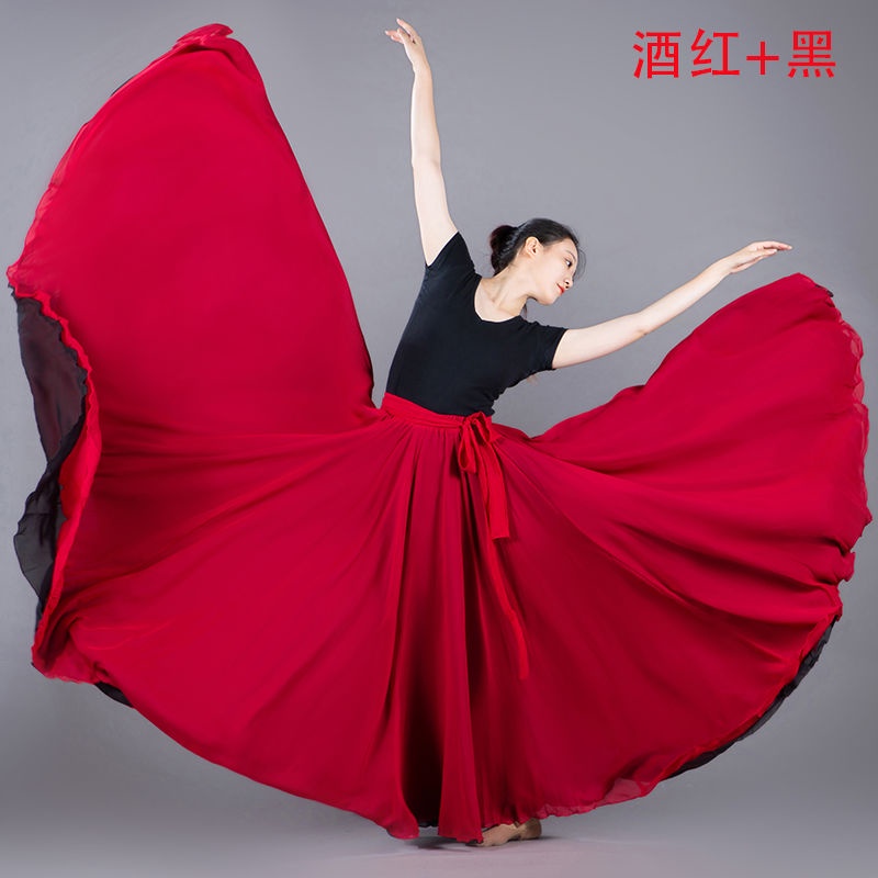 開場舞裙 舞蹈表演服 720度舞蹈大擺裙 廣場舞跳舞裙 【P1013】 兩面穿跳舞大擺裙2021春夏新款八米大擺長裙雪紡 | 蝦皮購物