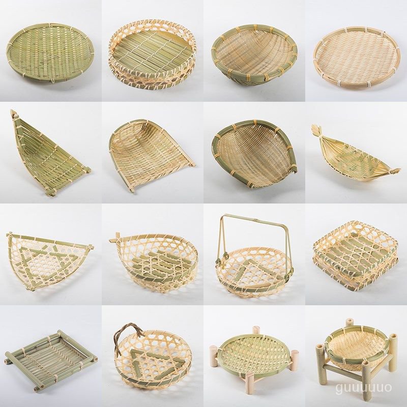 手工竹編製品竹篩竹藍子收納筐水果籃子點心託盤農傢用編織圓簸箕 菜籃 果籃 竹製品 竹籃 收納籃 水果籃 | 蝦皮購物