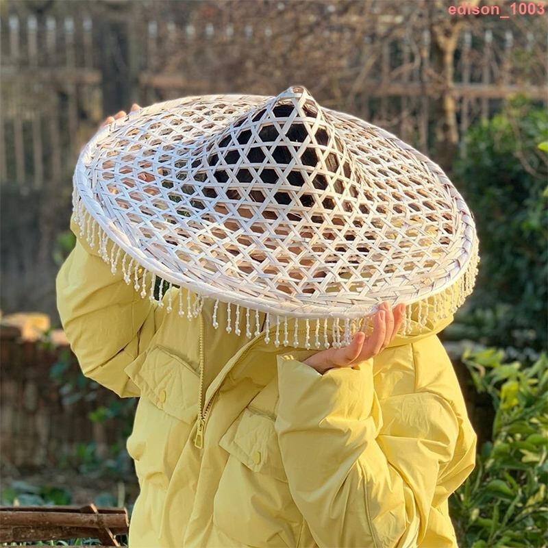 斗笠帽 春三月古風帽子 鏤空斗笠舞蹈斗笠竹帽 白色走秀吊珠流蘇斗笠潯山行XDD | 蝦皮購物