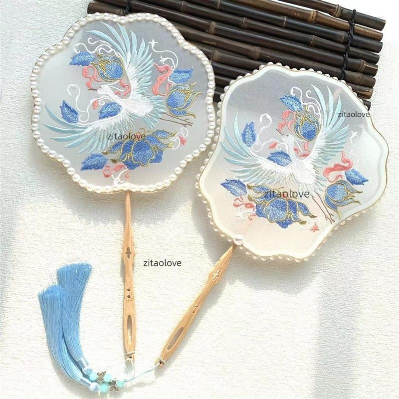 刺繡手扇秀禾扇 團扇圓扇 漢服扇 中秋節中國古風刺繡團扇古典漢服舞蹈扇 | 蝦皮購物