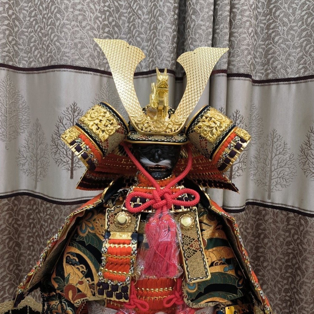 【訂金】日本進口武士盔甲擺件純手工制作貼金木雕龍前立24k金鍍金鍬形diy-宜小欣 | 蝦皮購物