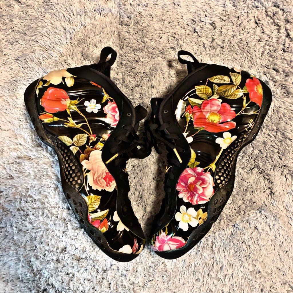 Nike Air Foamposite One Floral 花卉噴泡黑色男女同款314996-012  