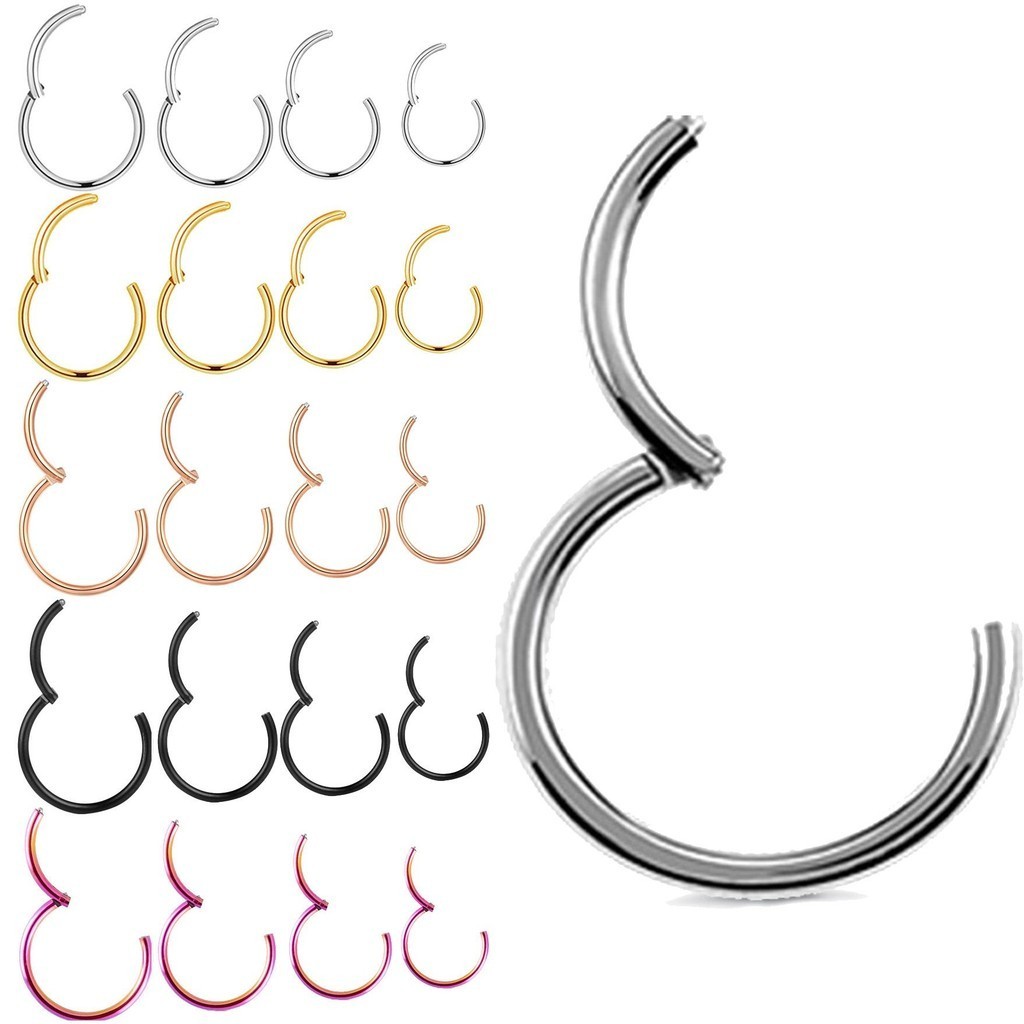 ///mm Nose Ring Hinged Clicker Segment Nose Rings Helix | 蝦皮購物