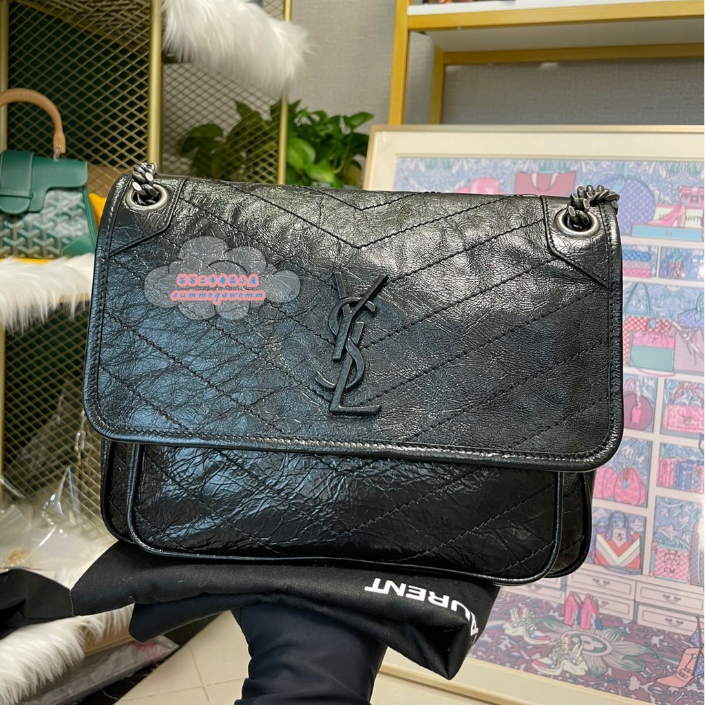 二手精品 Saint Laurent聖羅蘭 YSL黑色NIKI中號郵差包/流浪包/單肩包/斜背包498894 | 蝦皮購物