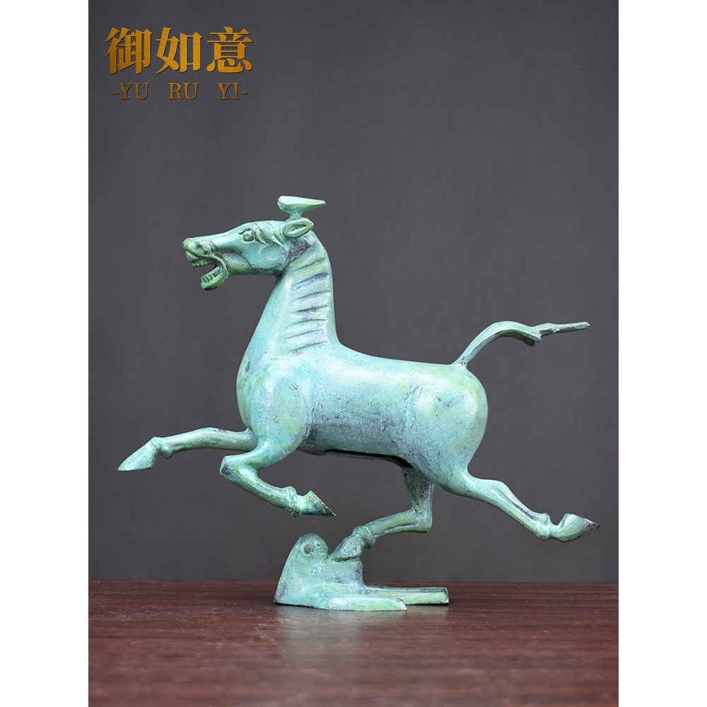 純銅馬擺件家原創居仿古青銅器馬踏飛燕送領導辦公室工藝品招財銅奔馬