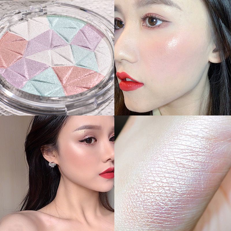 Amber優選 高光閃粉女臉部亮晶晶提亮粉眼部立體鉆石高光修容鼻影腮紅一體盤 | 蝦皮購物