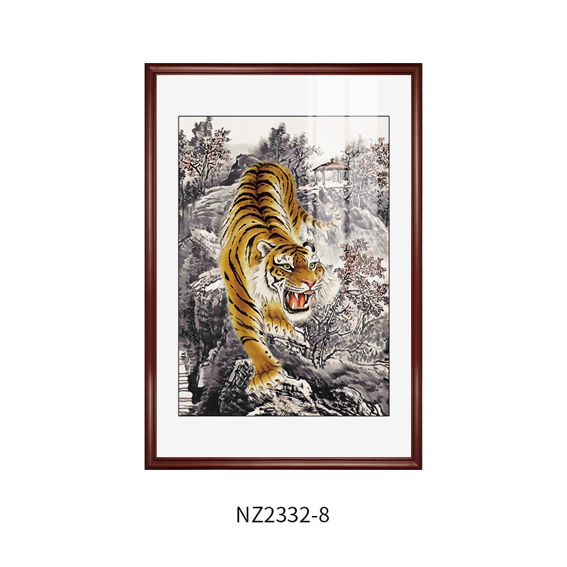 免運可開發票老虎掛畫虎年猛虎下山圖客廳裝飾畫企業辦公室入戶玄關背景