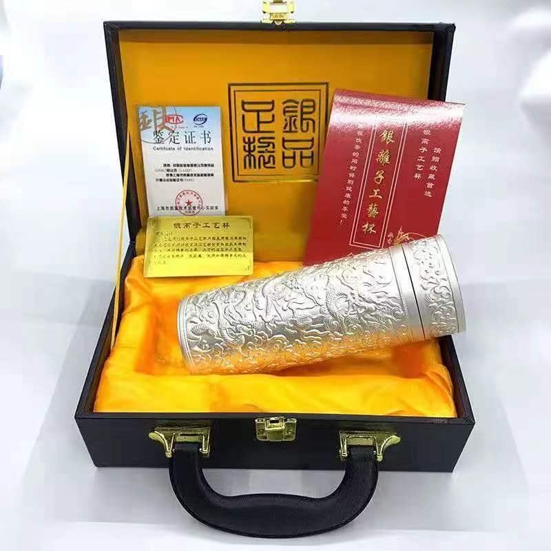 銀器時代純銀茶杯子999辦公室加厚馬克杯竹子茶缸水杯大容量茶具