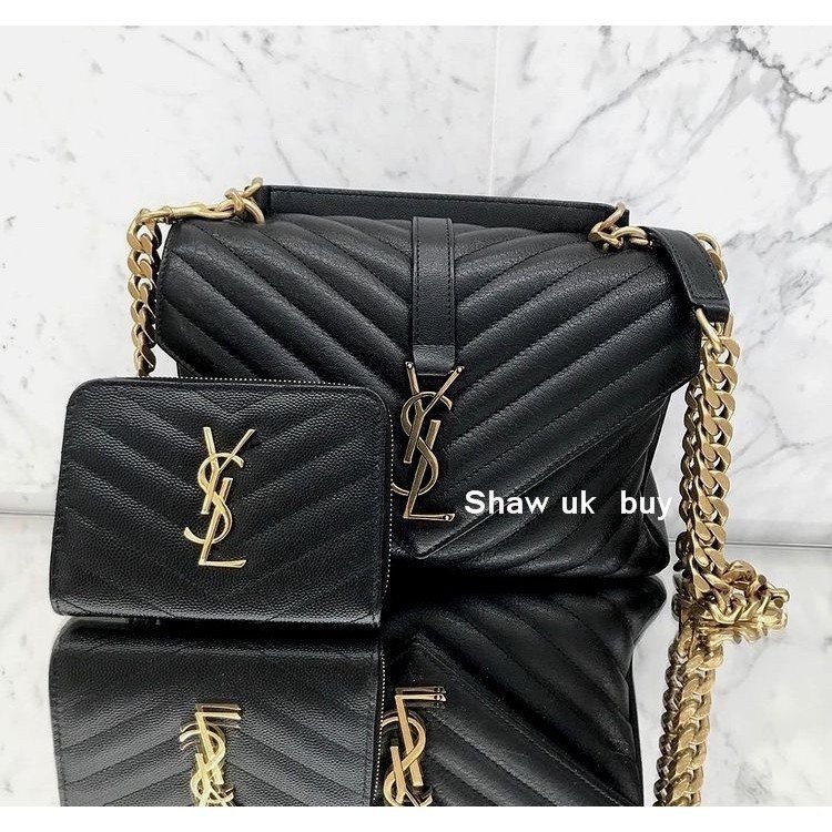 精品二手 YSL 聖羅蘭 經典 手提包 MONOGRAM 中號 學院包 黑色 鏈條包 郵差包 肩背包 斜背包 4 | 蝦皮購物