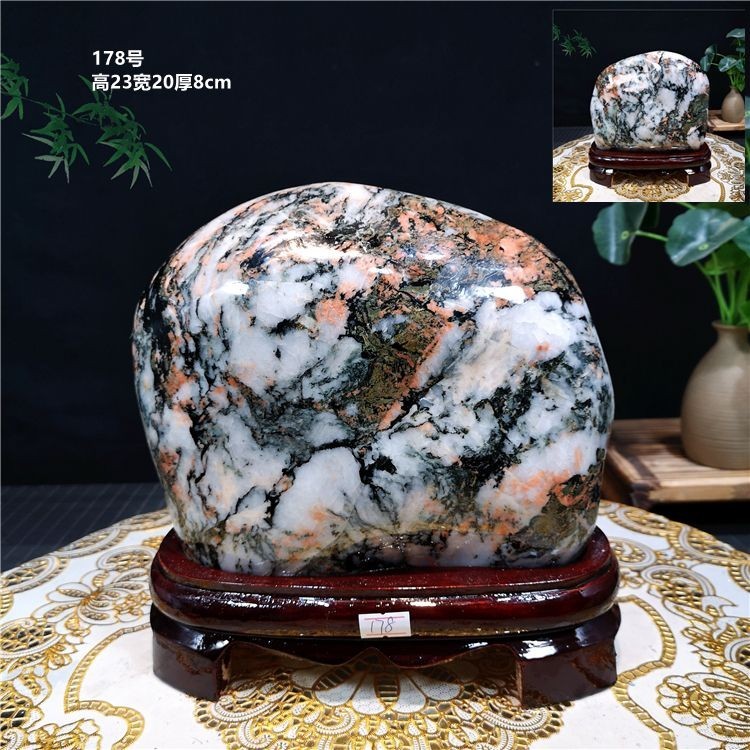 青海七彩石水墨奇石擺件傢居裝飾招財轉運石頭天然奇石鎮宅風水石【美馨