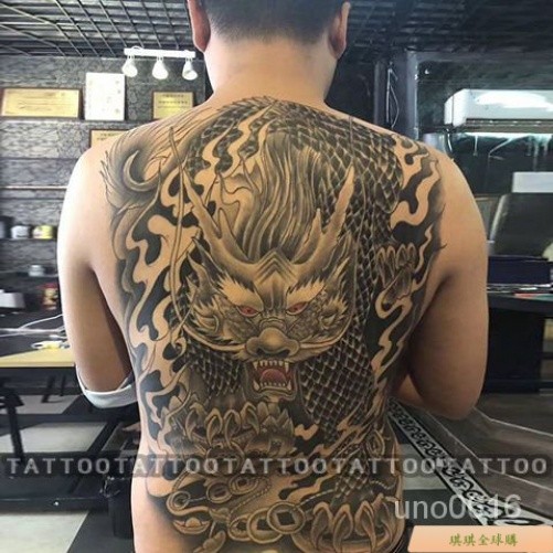 【滿背琦琦刺青全店699免運】後背大圖麒麟紋身貼防水男女刺青傳統火麒麟滿背貔貅火苗紋身貼紙 2LVX | 蝦皮購物