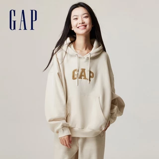 Gap 女裝 Logo帽T 碳素軟磨系列-淺米色(805282)