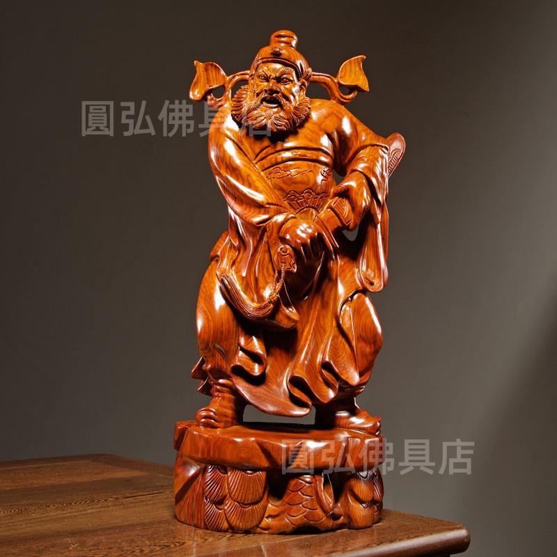 🔥臺灣熱賣🔥黑檀木雕鍾馗像擺件福神鍾馗雕像家居鎮宅神靈雕像風水辟邪
