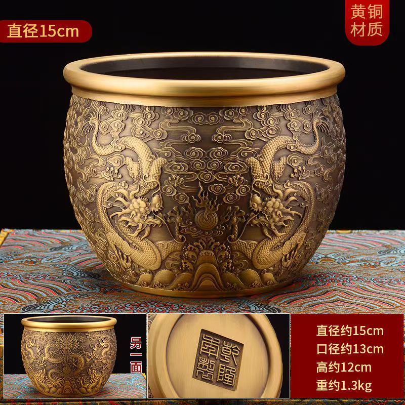 免運可開發票黃銅八寶缸擺件聚寶盆招財聚財鎮宅傢用室內大號中式風水