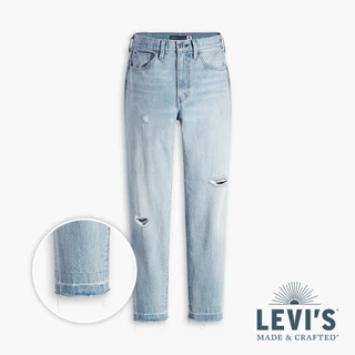 Levis LMC MOJ頂級日本布 復古高腰廓型牛仔長褲 磨損刷破工藝 不收邊褲管 女 75645-0032 熱賣單品
