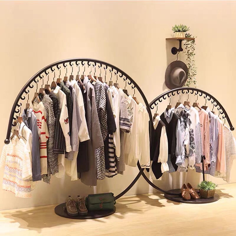 服裝展示架衣服簡約半圓架弧形落地式掛衣服架家用臥室晾衣架貨架yj03 | 蝦皮購物