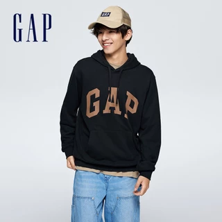 Gap 男女同款 Logo帽T 碳素軟磨法式圈織系列-黑色(892186)