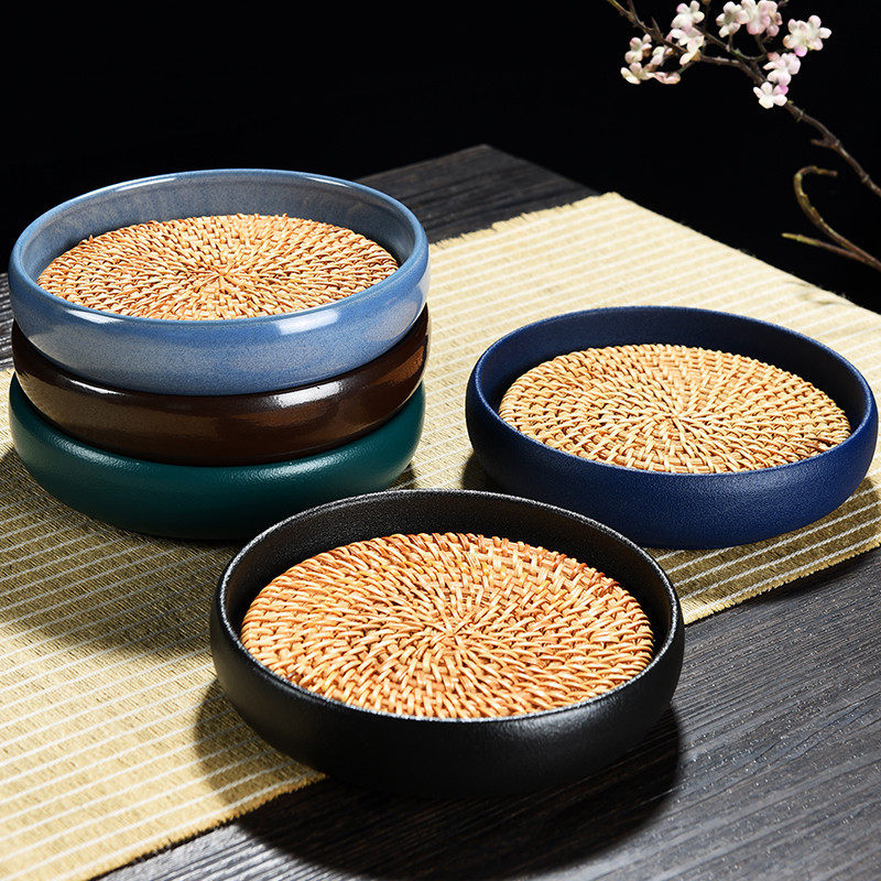 粗陶 壺 承茶 承家用 陶瓷 壺 墊 幹泡 臺 禪意 功夫 茶具 紫砂 養壺 托盤 藤墊 | 蝦皮購物