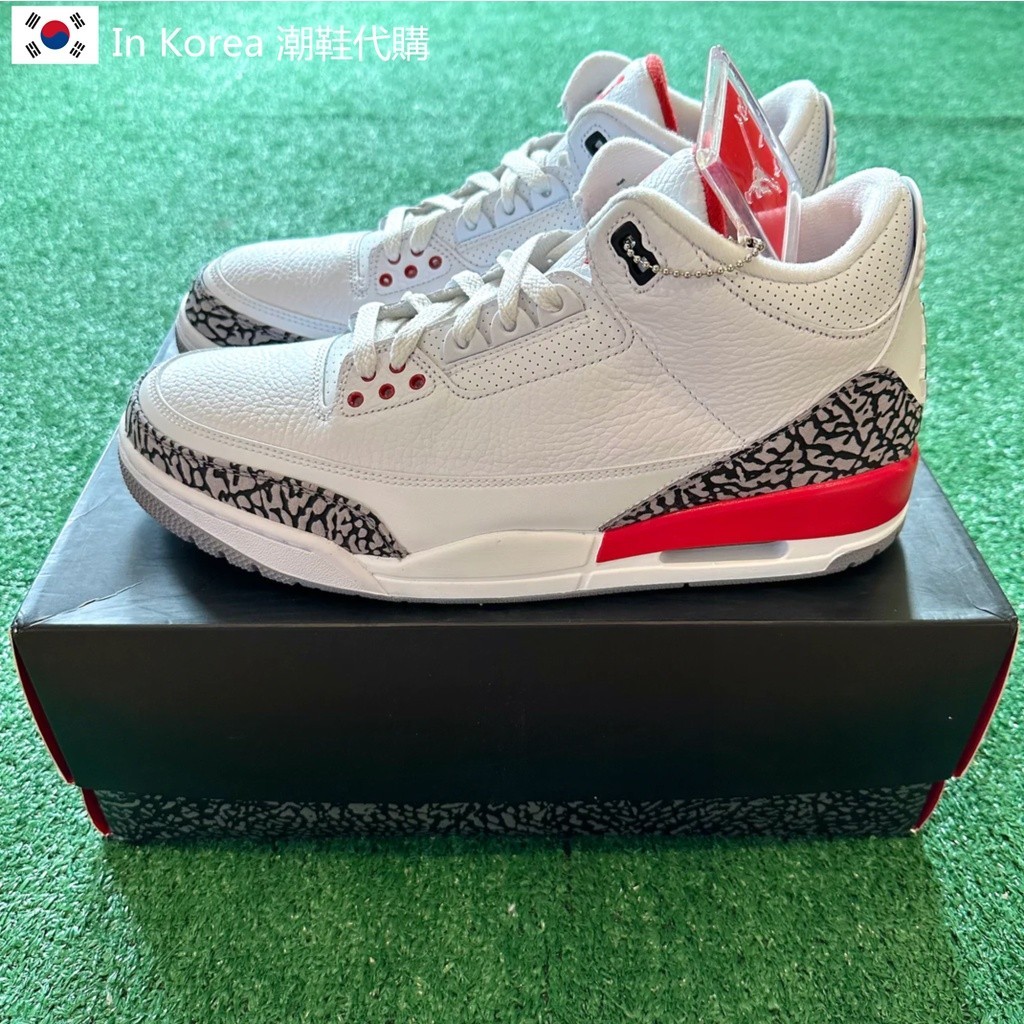 Jordan 3 Retro Hall of Fame 白紅 爆裂紋 白水泥 男鞋 氣墊 籃球鞋 136064-116 | 蝦皮購物