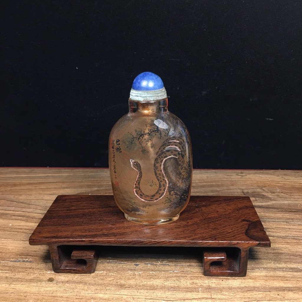 老琉璃內畫生肖蛇鼻煙壺T15088長5.5公分，寬2公分，高9公分| 蝦皮購物 