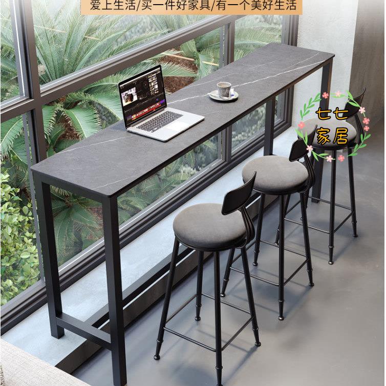 吧台桌 中島桌 咖啡桌 辦公桌 高腳桌 靠墻桌 玄關桌 巖板陽臺吧臺桌椅客廳沙發靠墻桌子奶茶店高腳桌窗邊長條桌窄家用 | 蝦皮購物