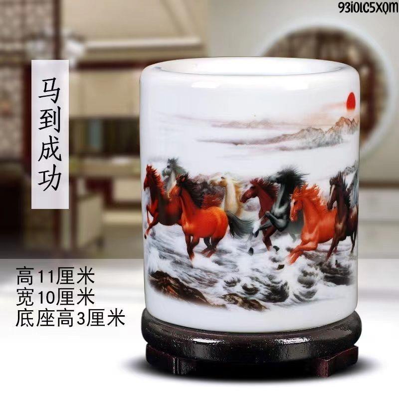 筆筒景德鎮中式新款毛筆定制筆筒復古辦公書房桌面收納。陶瓷筆筒| 蝦皮購物