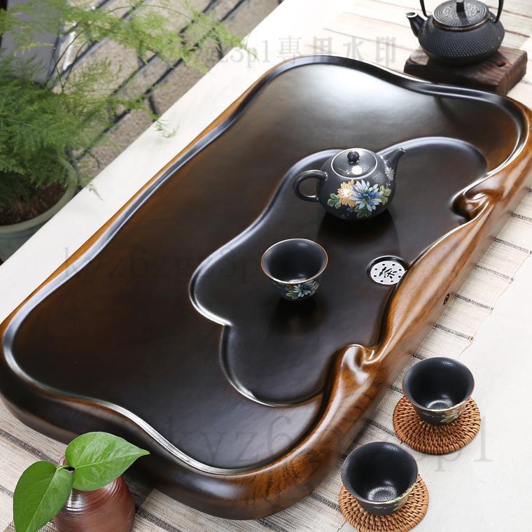 黑檀木茶盤傢用整塊實木茶海茶臺小號長方形原木花梨託盤簡約排水| 蝦皮購物