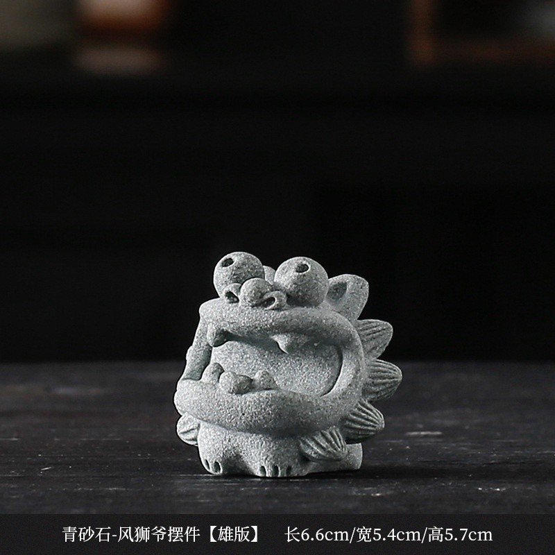 熱賣可愛青紗石風獅爺小獅子風獅爺沖繩風獅爺石敢當一對吉祥物茶桌茶寵