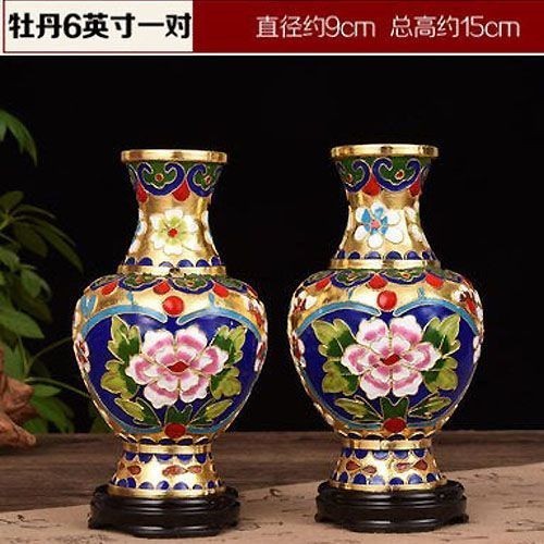 銅胎掐絲琺瑯】北京景泰藍花瓶插花瓶客廳擺飾傳統中國風擺件一對花瓶