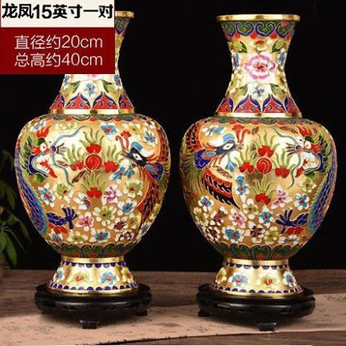 銅胎掐絲琺瑯】北京景泰藍花瓶插花瓶客廳擺飾傳統中國風擺件一對花瓶