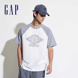 Gap 男裝 Logo印花圓領袖短袖T恤-白色(463174)